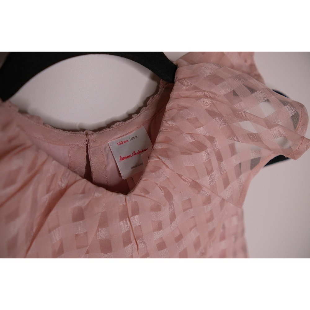 Hanna Andersson Pink Plaid Tiered Ruffle Collar Dress Size‎ 8 - Picture 2 of 3